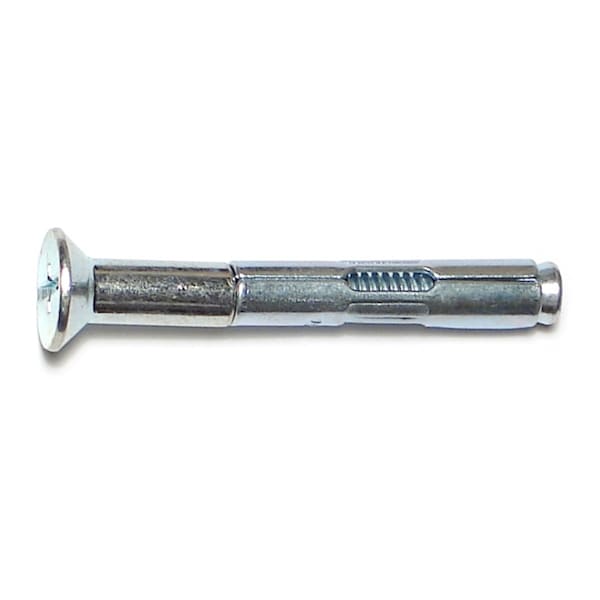 Sleeve Anchor, 1/4" Dia., 2" L, Steel Zinc Plated, 100 PK